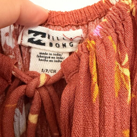 Billabong True Romance Printed Midi Dress in rust orange - Picture 8 of 12